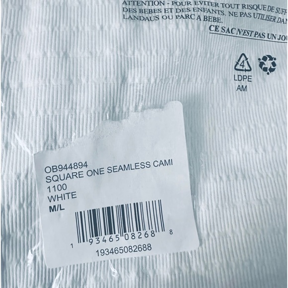 NWT Free People Intimates Square One Seamless Cami White M/L - Picture 4 of 4